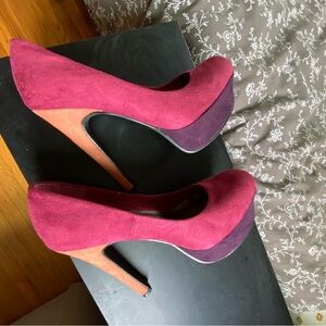 JustFab colour blocked vegan suede heels